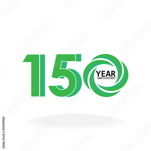 150 Year Anniversary Celebration Green Color Vector Template Design Illustration