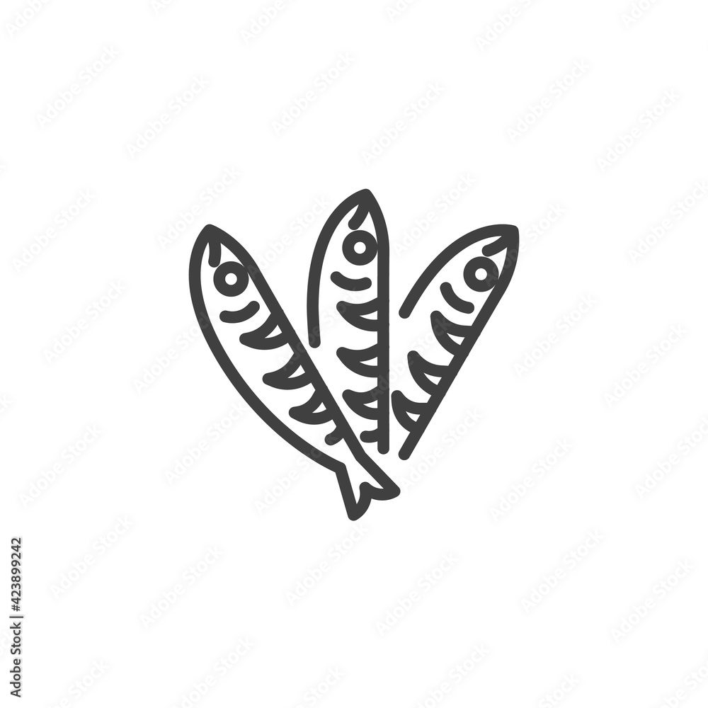 Sprat fish line icon Sprat fish line icon