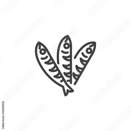 Sprat fish line icon