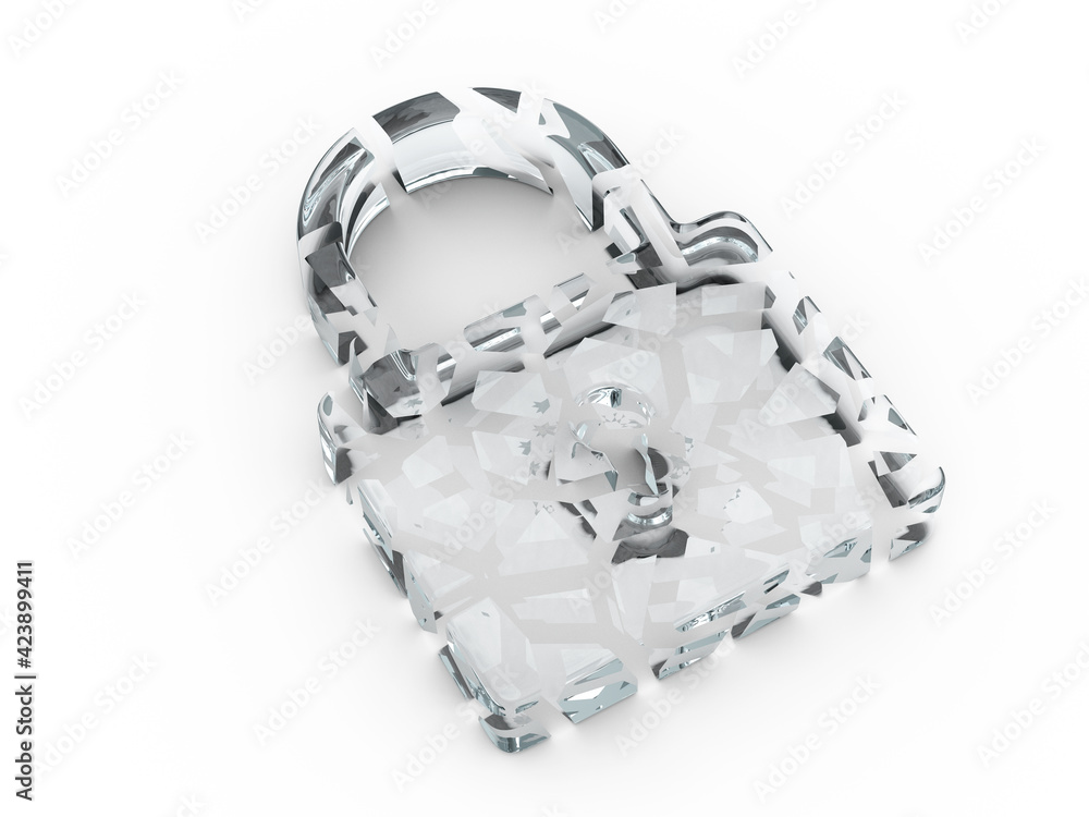 Broken glass padlock symbol Broken glass padlock symbol