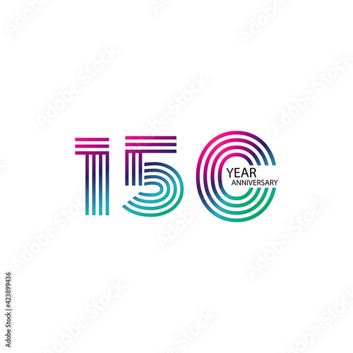 150 Year Anniversary Celebration Rainbow Color Vector Template Design Illustration