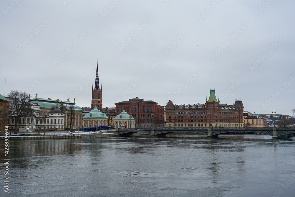 View of Stockholm on a cold winter day