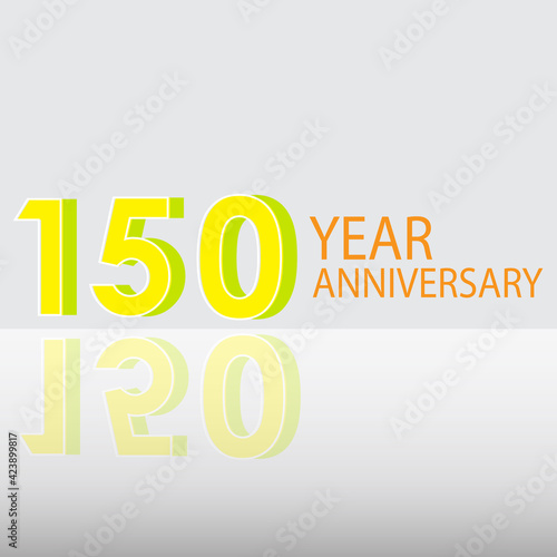 150 Year Anniversary Celebration Yellow Color Vector Template Design Illustration