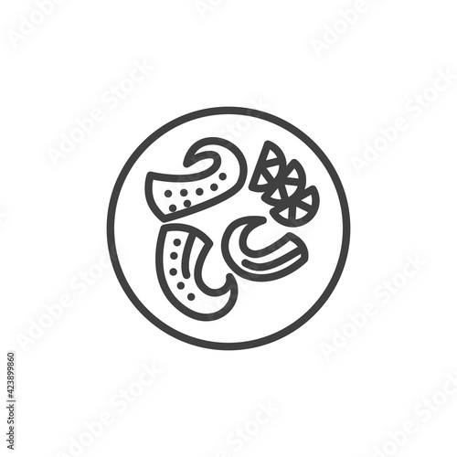 Octopus tentacles with lemon line icon