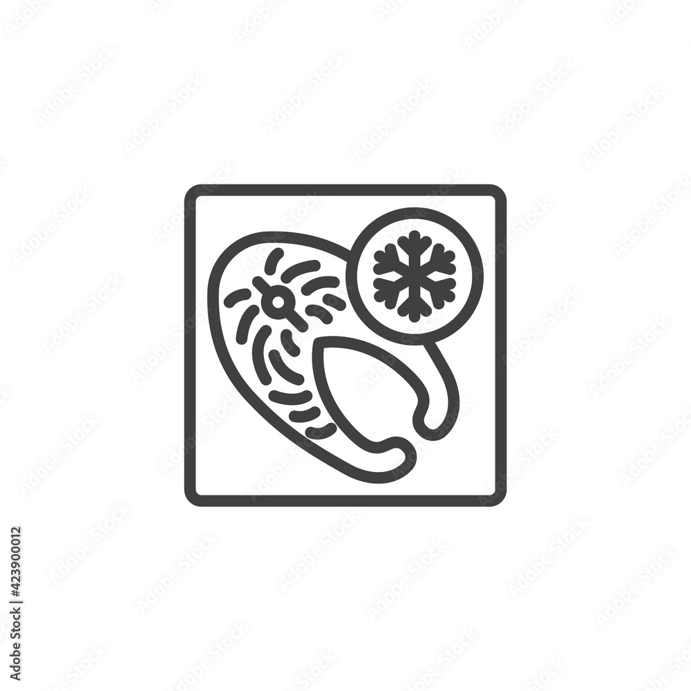 Frozen fish steak line icon Frozen fish steak line icon
