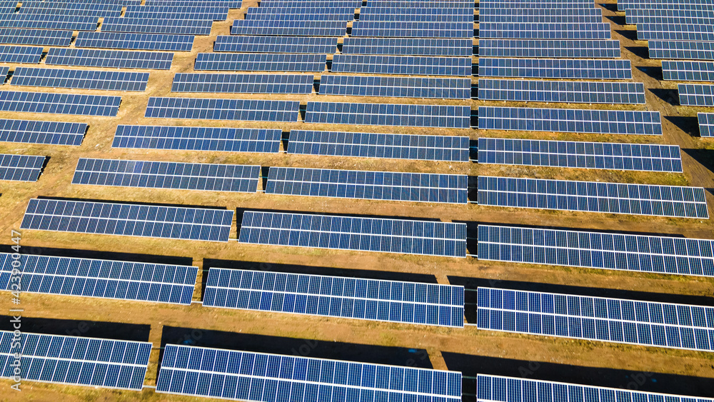 Fototapeta premium Solar panels, photovoltaic, alternative power source - selective focus