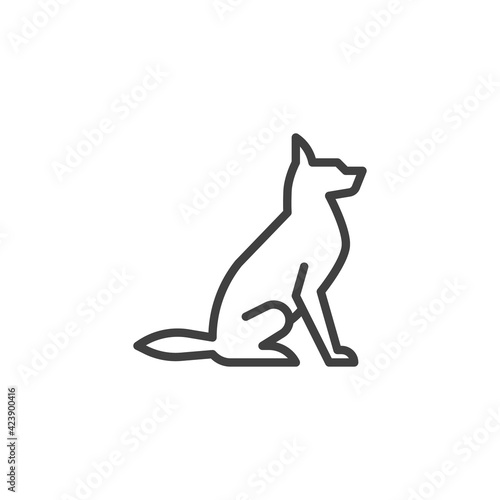Dog sitting line icon