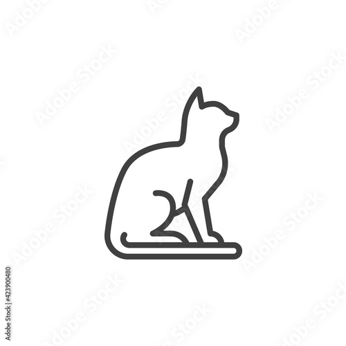Cat sitting line icon