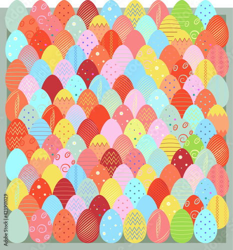 Set of colorful Easter eggs pattern holiday vector illustration background 
egg gift wrap