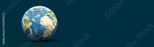 Fototapeta Naklejka Na Ścianę i Meble -  bannière avec planète terre sur fond foncé
