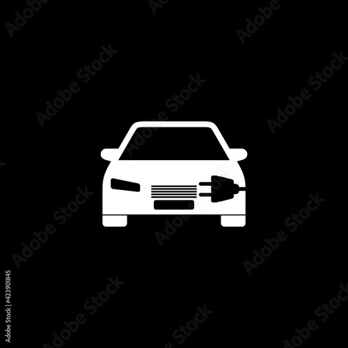 Electric car icon isolated on dark background
