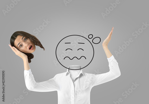 Stressed businesswoman on g...