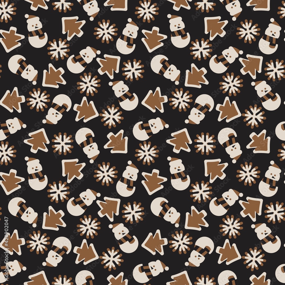 Brown Christmas Snowman seamless pattern design Brown Christmas Snowman seamless pattern design
