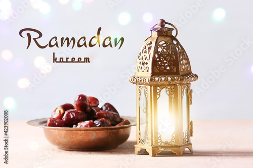 Muslim lamp and dates on li...