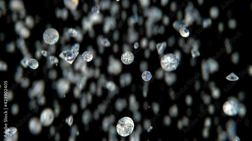 Luxury diamonds jumping in slow motion 4K