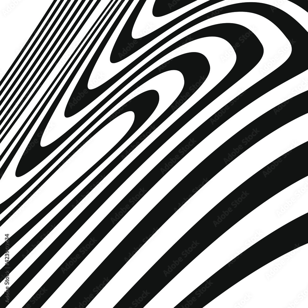 Black and white optical iilusion. Creative vector background with lines Black and white optical iilusion. Creative vector background with lines