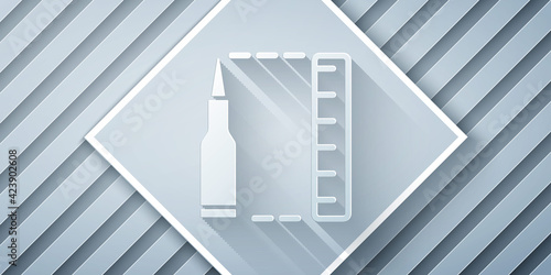 Paper cut Bullet icon isolated on grey background. Paper art style. Vector