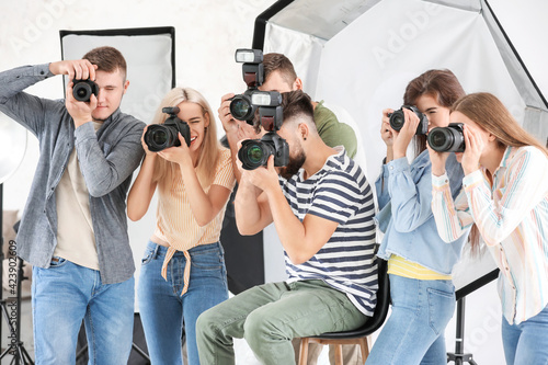 Group of young photographer...