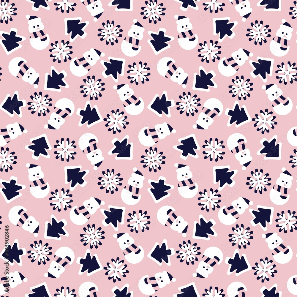 Pastel Christmas Snowman seamless pattern design Pastel Christmas Snowman seamless pattern design