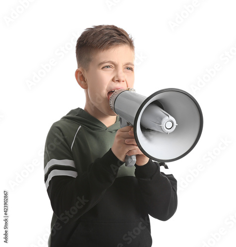 Screaming little boy with m...