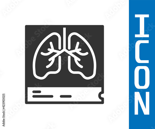 Grey Lungs x-ray diagnostics icon isolated on white background. Snapshot of the lungs. Vector