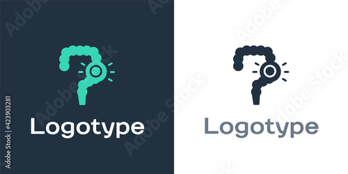 Logotype Gut constipation icon isolated on white background. Bowel problems. Logo design template element. Vector