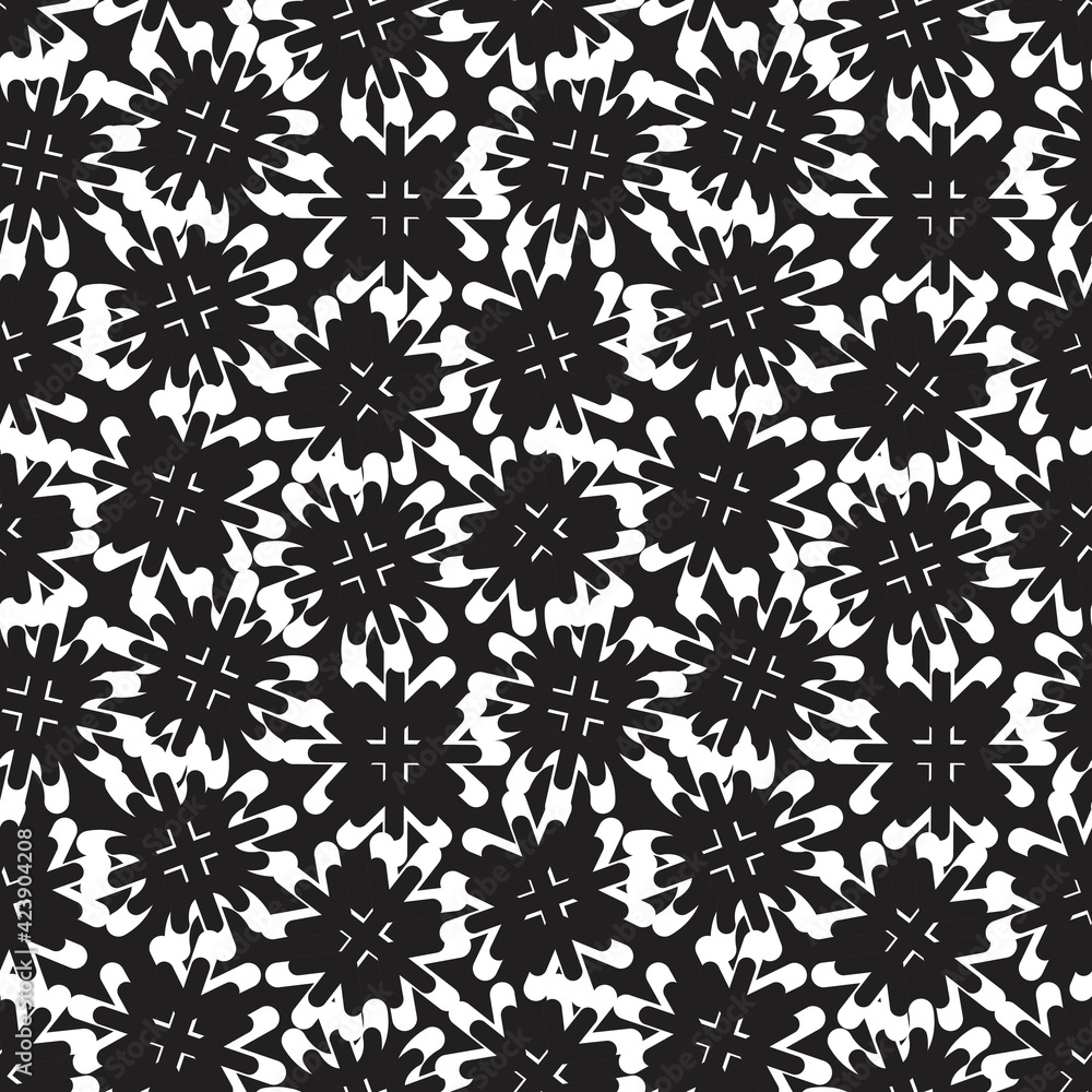 Black and White Christmas Snowflakes seamless pattern design