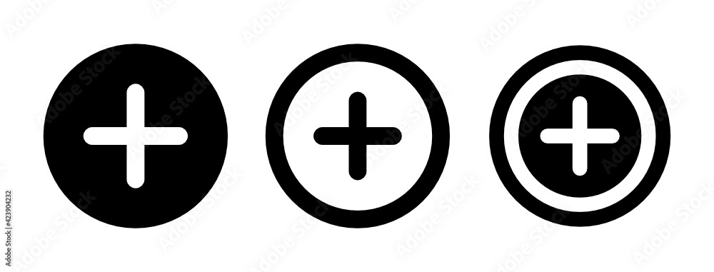 Plus vector icon. Add item sign in circle, create new button. - obrazy, fototapety, plakaty 