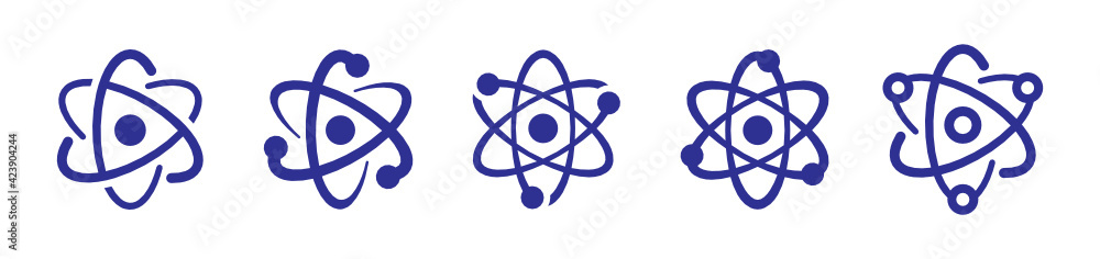 Atom molecule vector icon. Molecular science, set of electron and neutron for scientific research. Atom molecule vector icon. Molecular science, set of electron and neutron for scientific research.