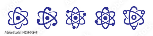 Atom molecule vector icon. Molecular science, set of electron and neutron for scientific research.