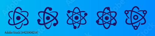 Atom molecule vector icon. Molecular science, set of electron and neutron for scientific research.
