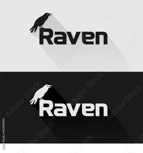 Raven lettering logo, raven logo design