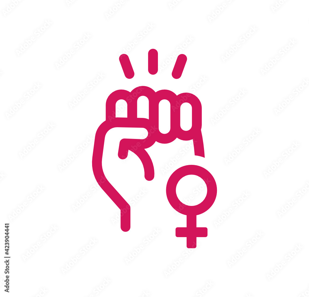 Obraz premium Woman symbol feminism power female icon vector illustration.