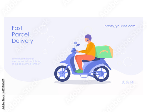 Courier service landing page template vector illustration