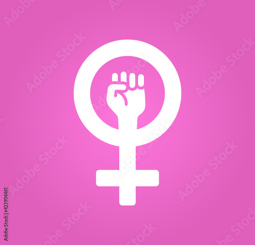 Woman symbol, feminism power, female gender with fist inside for feminist activist icon vector illustration.