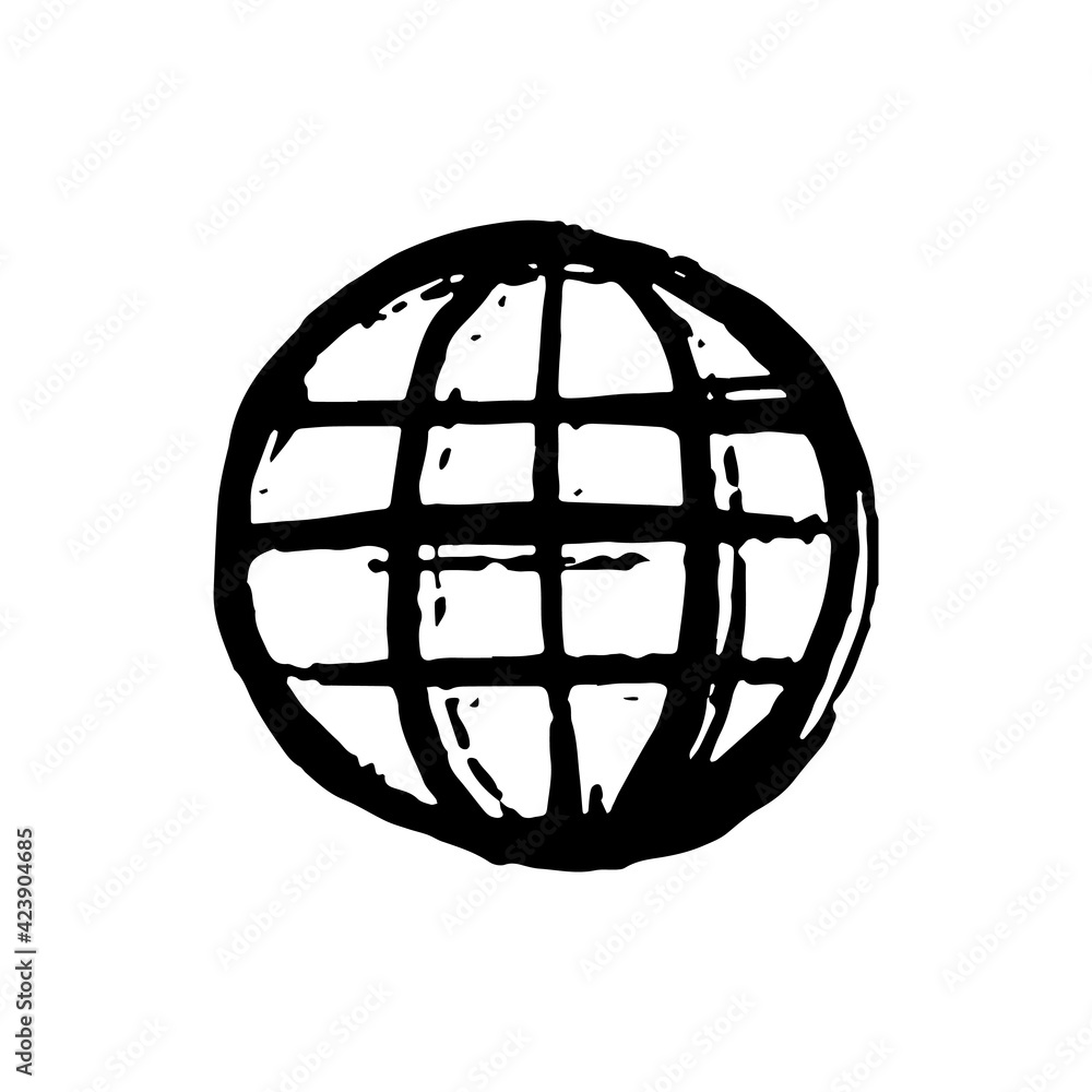 Internet icon. Drawn by hand with a brush. Grunge texture. Vector illustration