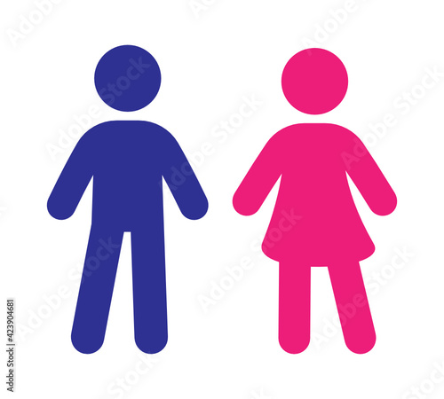 Blue man and pink woman icon symbol on washroom, toilet, WC vector illustration.