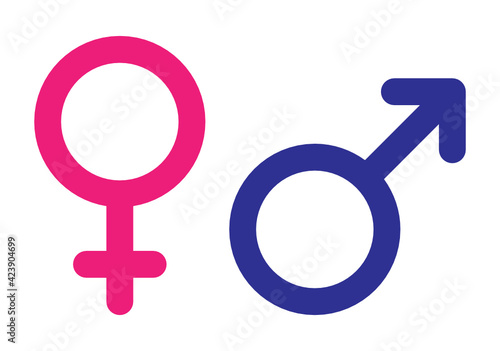 Blue man and pink woman icon symbol on washroom, toilet, WC vector illustration.