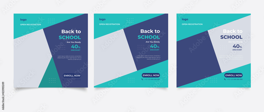School admission for social media post template School admission for social media post template