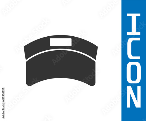 Grey Sun visor cap icon isolated on white background. Sport equipment. Sports uniform. Vector