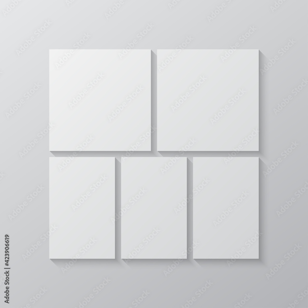 Vector empty collage board five images, photo Vector empty collage board five images, photo
