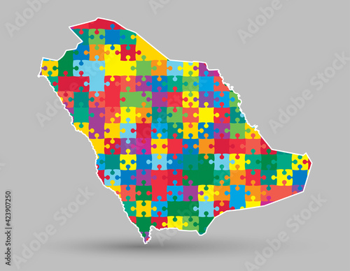 Vector map Saudi Arabia made puzzle pieces