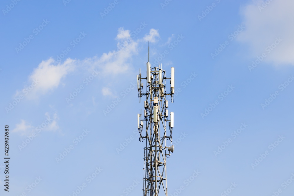 Telecom tower and blue sky.