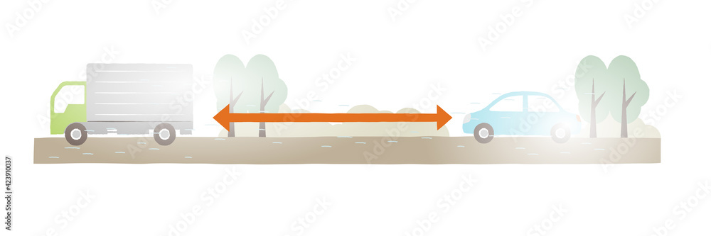 Fototapeta premium illustration of fog and car