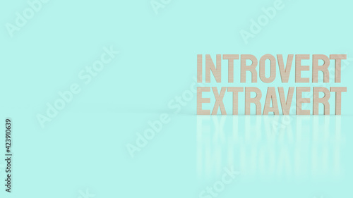 Cuadro en lienzo The  introvert  and extravert text for background 3d rendering.