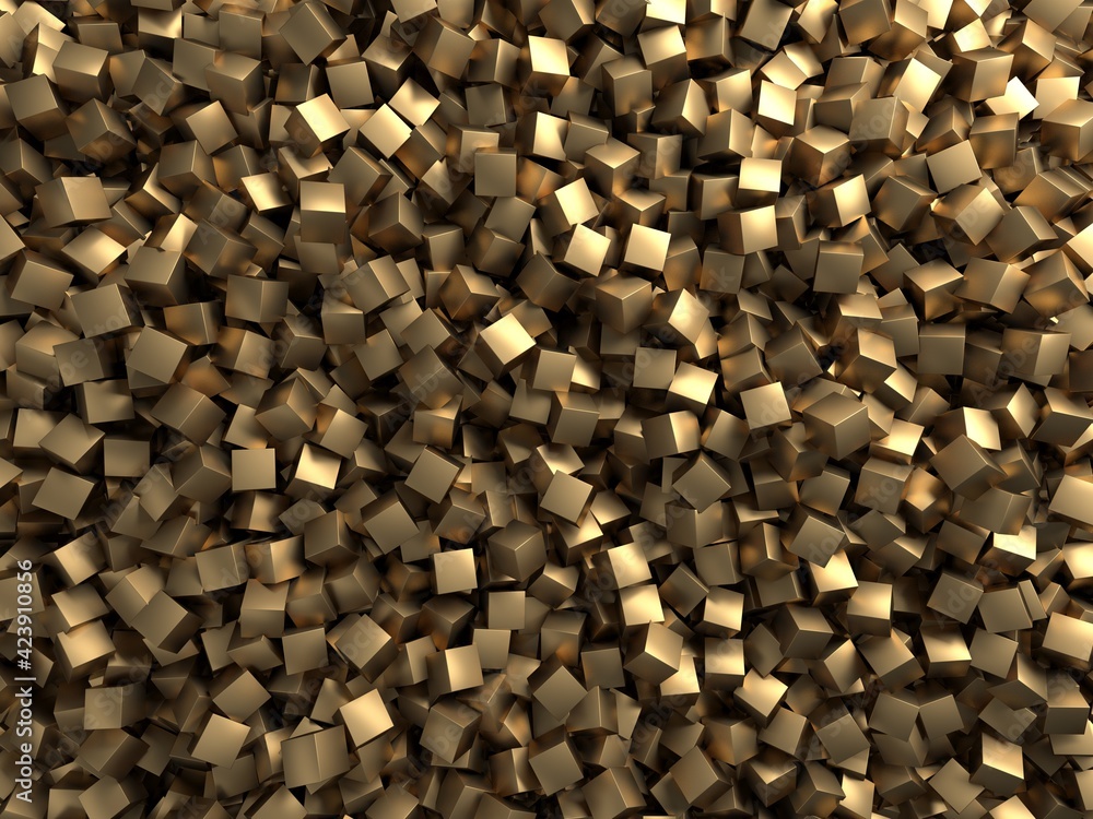 Luxury golden background. Gold glossy cubes array Luxury golden background. Gold glossy cubes array