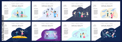 Set of Landing webpage template of Virtual reality