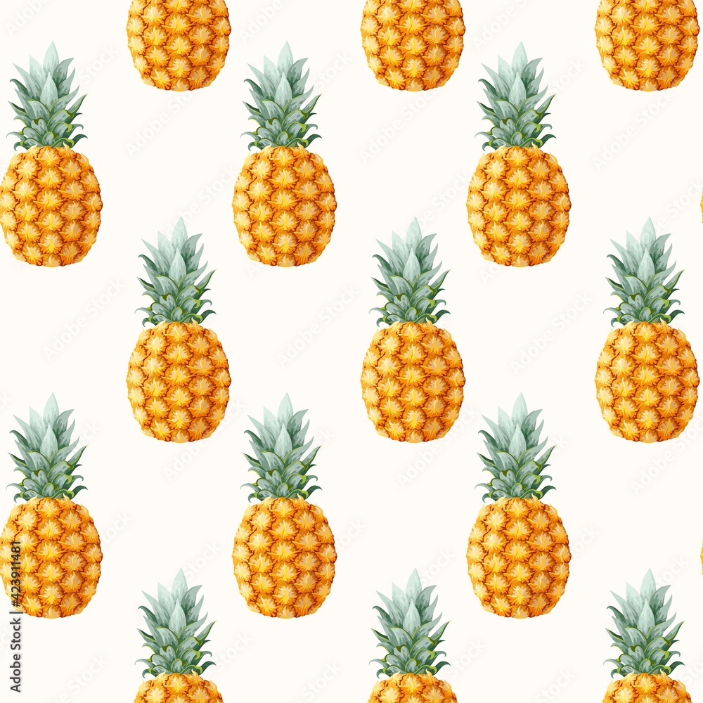 Seamless pattern with high detailed pine apple Seamless pattern with high detailed pine apple