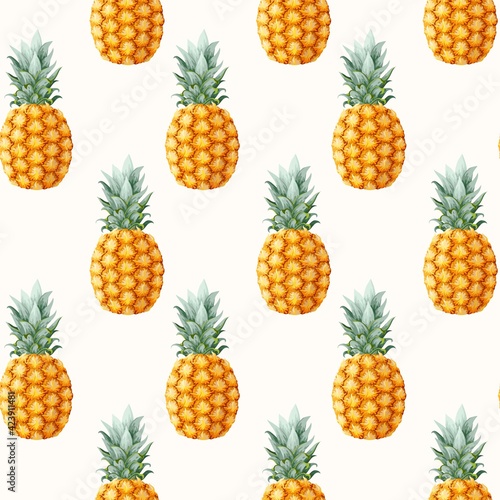 Seamless pattern with high detailed pine apple