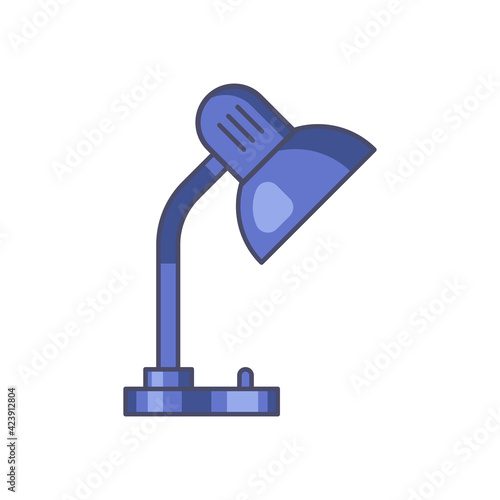 Table lamp icon for home and office. Line art. Stock illustration